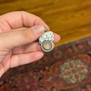 Light Green Prehnite Frog Sterling Silver Pendant